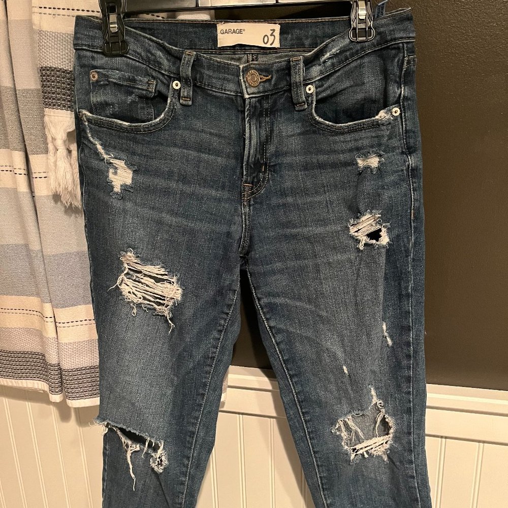 Garage- Ripped, dark washed jeans, Size 3